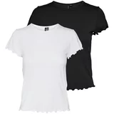 Vero_Moda Majica 'BARBARA' crna / prljavo bijela