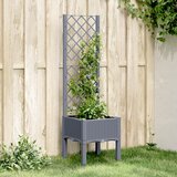 vidaXL Cvetlično korito z oporno mrežo sivo 40x40x142 cm PP Cene