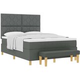 vidaXL Postelja s škatlo z vzmetnico in klopjo temno siva 140x190 cm tkanina, (22082864) | Shoptok.si
