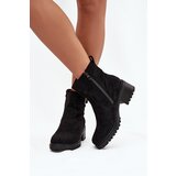 Boto Insulated Women's Ankle Boots Low Heel Block with Buckle Black Helvina | shoptok.hr