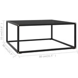  Stolić za kavu crni s crnim staklom 80 x 80 x 35 cm | shoptok.hr