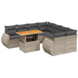 Maison Chic Seti vrtnega pohištva - Vrtna garnitura - Vrtni pohištvo set 9-delna z blazinami siv poli ratan, (21796286) | Shoptok.si