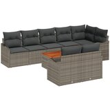 vidaXL 9-delna vrtna sofa s blazinami siva poli ratan akacija, 2-sedežna vrtna sofa s shrambo in blazinami siva poli ratan | Shoptok.si