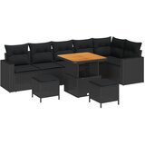 vidaXL Vrtna sedežna garnitura 9 pcs Črna poli ratan, (5000142901) | Shoptok.si