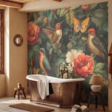  Foto tapeta - Flowers birds and butterflies – vintage-style illustration 200x140 | shoptok.hr
