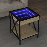 vidaXL Klubska mizica z neskončnimi LED sonoma hrast 40x40x49 cm Cene