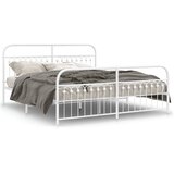 Metalni okvir kreveta uzglavlje i podnožje bijeli 183x203 cm | shoptok.hr