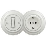  Kliklap - Retro jednopolni prekidač br. 1 i SCHUKO utičnica 230V sa keramičnim okvirom, bela | Eponuda.com