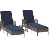  Ležaljka 3 pcs Siva i tamnoplava 200 x 55 x 92 cm poliratan | shoptok.hr