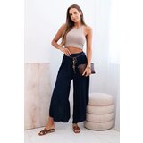Kesi Włoski Women's viscose trousers with leg slit navy blue | shoptok.hr
