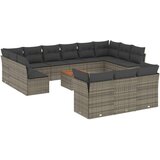  14-dijelni set vrtnih sofa od poliratana s jastucima sivi | shoptok.hr