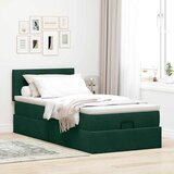  Otomanski krevet s madracem i LED tamnozeleni 90x200 cm baršun | shoptok.hr