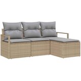  set vrtnega kavča s 4 kosi z blazinami bež poli ratan | Shoptok.si