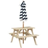  Stol za piknik za 4 djece sa suncobranom od masivne jelovine | shoptok.hr