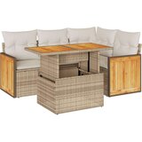 vidaXL 5-dijelni set vrtnih sofa s jastucima poliratan i bagrem bež | shoptok.hr