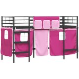  Krevet na kat za djecu s zavjesama Crna i ružičasta 75 x 190 cm | shoptok.hr