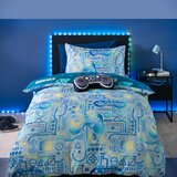 Catherine Lansfield Modra/siva otroška posteljnina za zakonsko posteljo iz mikrovlaken 200x200 cm Gamer – | Shoptok.si