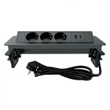 uticnica 3-struka, USB A+C L=2 m, crna