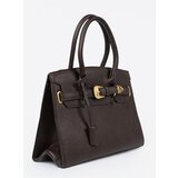Shelvt Dark brown handbag with a decorative buckle in gold | shoptok.hr