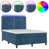  Box spring postelja z vzmetnico LED temno modra 140x190cm žamet, (20900677) | Shoptok.si
