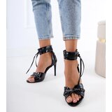Gemre Black high-heeled sandals with Trinnis ornaments | Shoptok.si