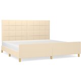 Maison Chic Posteljni okvir - Dvoposteljna postelja - Zakonska postelja brez vzmetnice krem 200x200 cm blago-J3982, (21775585) | Shoptok.si