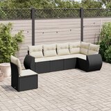  6-dijelni set vrtnih sofa s jastucima crni od poliratana | shoptok.hr