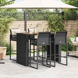  5-dijelni vrtni barski set s jastucima crni poliratana bagrem Crna 145 cm | shoptok.hr