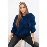 Kesi Insulated cotton sweatshirt with a large bow in navy blue cene