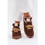 Boto Women's Sneakers on Platform with Warm Fur Brown Solvia Cene