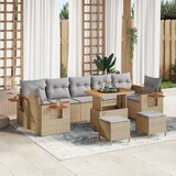 vidaXL Set vrtnih sofa od 10 dijelova s jastučićima Bež Poli Ratan Akacija | shoptok.hr