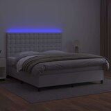  Box spring postelja z vzmetnico LED bela 180x200cm umetno usnje, (20893326) | Shoptok.si