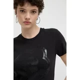 Vans Bombažna kratka majica ženski, črna barva