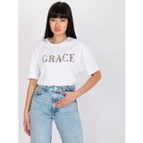 Fashion Hunters White cotton t-shirt with a decorative inscription | shoptok.hr