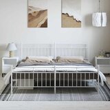  Metalni okvir kreveta uzglavlje i podnožje bijeli 193x203 cm | shoptok.hr