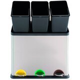 Msv Jeklen koš za smeti 3x20 l za ločevanje odpadkov/s pedalom v mat srebrni barvi Tri Selectif – | Shoptok.si