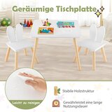 Kinder Home Dječji drveni stol s 2 stolčića BUNNY, komplet za učenje, crtanje, igru i hranjenje, za dječju sobu, bijeli Slike