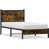 vidaXL Posteljni okvir z vzglavjem dimljeni hrast 90x200 cm | Shoptok.si