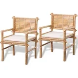 3-dijelni bistro set od bambusa s jastucima