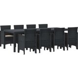  9-delni vrtni jedilni set z blazinami črnega poli ratana, (22089733) | Shoptok.si