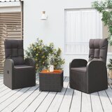  3-dijelna vrtna garnitura crna od poliratana i drva bagrema | shoptok.hr