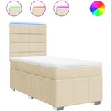 vidaXL Okvir kreveta s oprugama i madrac krem 80x200 cm od tkanine | shoptok.hr