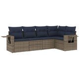 vidaXL 5-delni vrtni komplet sedežnih garnitur z blazinami siv poli ratan, (5000293658) | Shoptok.si