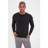 Trendyol Navy Blue Slim Crew Neck Textured Knitwear Sweater