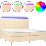 Krevet box spring s madracem LED krem 200x200 cm od tkanine | shoptok.hr