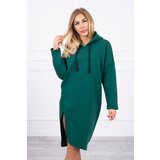 Kesi Dress with a hood and a slit on the side green Cene