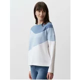 Jimmy Key Blue Long Sleeve Color Block Sweatshirt