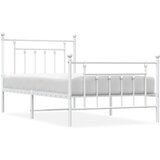 The Living Store Kovinski posteljni okvir z vzglavjem in vznožjem bel 100x190 cm - Posteljni Okvir, (21503644) | Shoptok.si