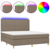 vidaXL Box spring postelja z vzmetnico LED taupe 160x200 cm blago, (20902059)