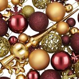  Set božićnih kuglica 111 kom. Zlatna i vinsko crvena 6 cm - Zlatna i vinsko crvena | shoptok.hr